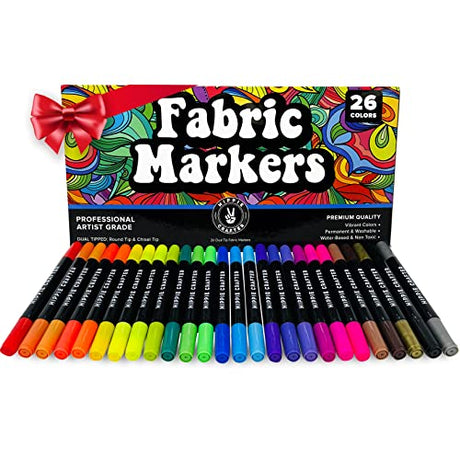 Fabric Markers for Baby Clothes Canvas Fabric Upholstery T Shirts Shoe Clothing Paint Fabric Pens for Clothes, Fabric Markers Permanent No Bleed HIPPIE CRAFTER
