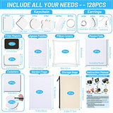 128 PCS Sublimation Blanks Products, Modacraft Christmas Ornaments Crafts Sublimation Starter Kit with Instruction Manual, Blank Makeup Bag Fridge Modacraft