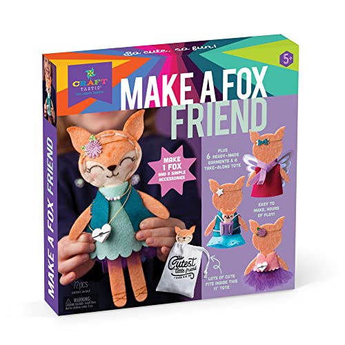 Craft-tastic – Make a Fox Friend Craft Kit – Learn to Make 1 Easy-to-Sew Stuffie with Clothes & Accessories Craft-tastic