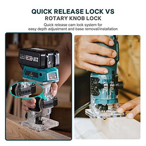 Avhrit Cordless Compact Wood Router, 21V Wood Router Tool With 2PCS 4.0Ah Batteries, Brushless Portable Handheld Palm Routers for Woodworking, Wood Avhrit