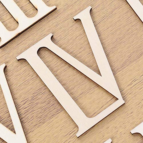 Supvox 24 Pcs Unfinished Wood Letters Roman Numerals Shapes Wooden Slices Wood Numerics Numbers Ornaments for Arts and Crafts 7cm