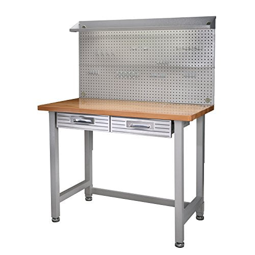 Seville Classics (UHD20247B) UltraHD Lighted Workbench (48L x 24W x 65.5H Inches) Stainless Steel - WoodArtSupply