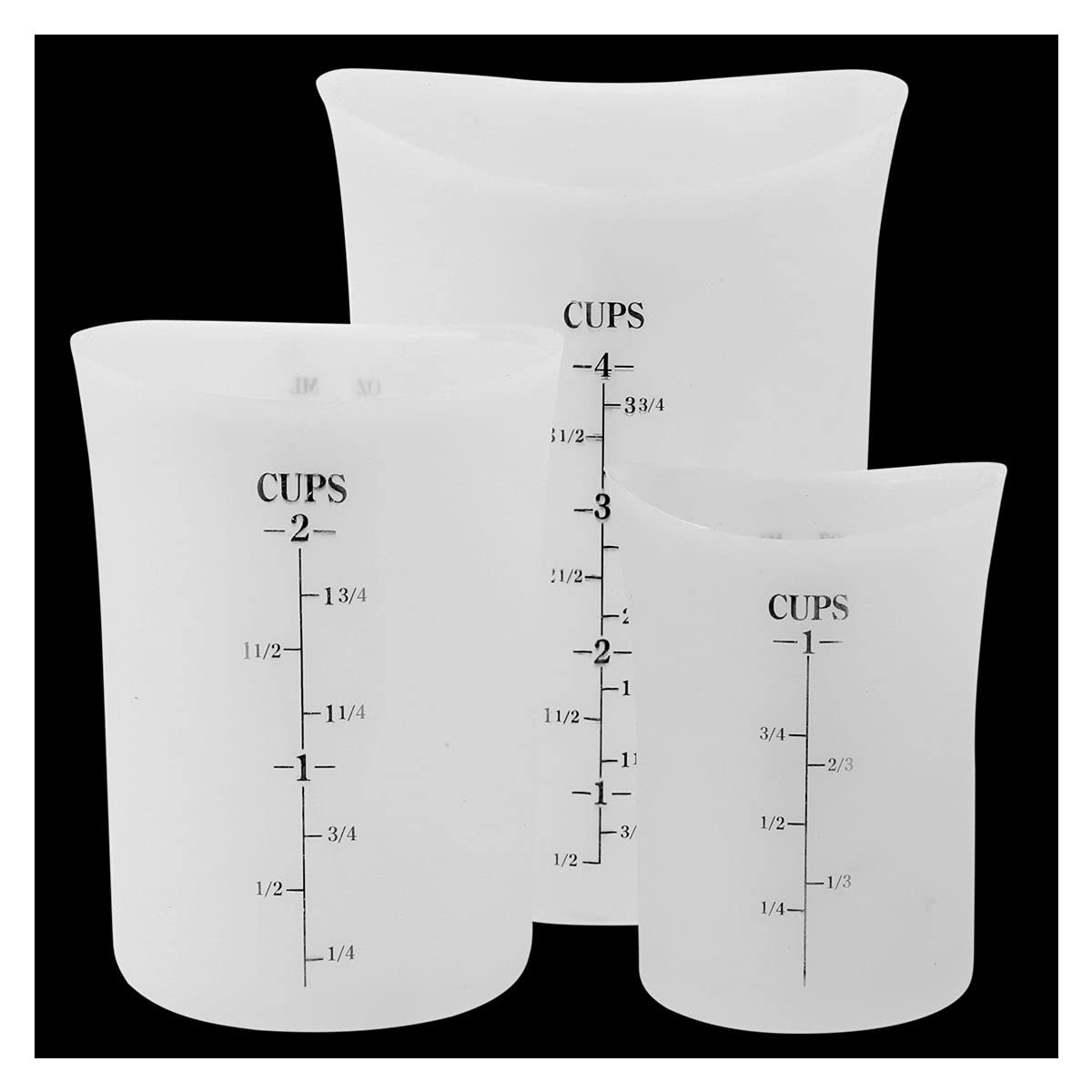Szxc Silicone Flexible Nestable Measuring Cups Set for Epoxy Resin, Butter, Chocolate - 4 Cup + 2 Cup + 1 Cup - Melt Stir Squeeze & Pour - BPA Free - Szxc