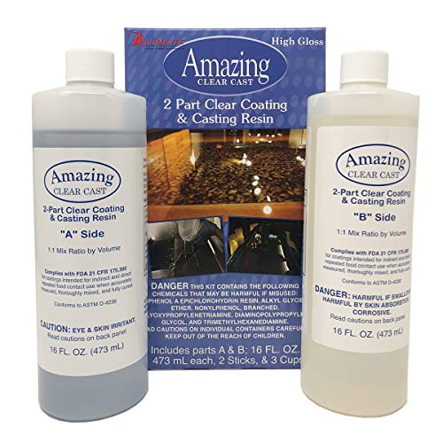 Amazing Clear Cast Epoxy Resin Kit Epoxy Resin 32 Ounce by Alumilite, 20x Disposable Plastic Resin Mixing Cups, Pixiss Mixing Sticks Bundle GrandProducts Art Bundles