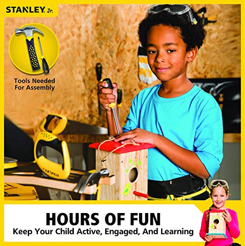 Stanley Jr DIY Bird House Kit for Kids and Adults - Easy Assembly Paint-A-Birdhouse Kit - Wooden Birdhouse Kit - Paint & Brushes Included STANLEY Jr.