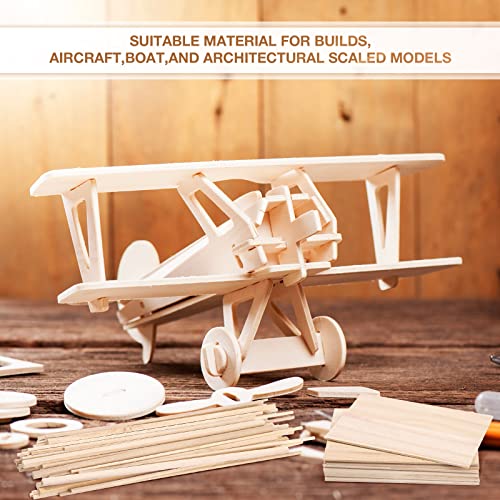 240 Pieces Balsa Wood Sticks Hardwood Square Wooden Craft Dowel Rods Unfinished Balsa Wood Sheets 12 Inch Thin Wooden Strips 1/4 Inch 1/8 Inch for Chunful