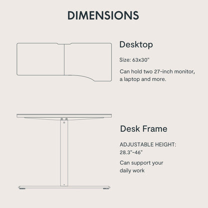 FLEXISPOT Standing Desk 63 x 30 Inch Adjustable Height Desk with Splice Board Home Office Computer Workstation Electric Sit Stand up Desk, Maple Top