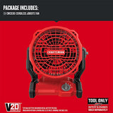 CRAFTSMAN 20V MAX* Cordless Fan, Tool Only (CMCE001B), Red Craftsman