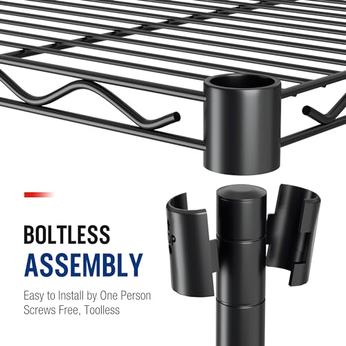 WORKPRO Storage Shelves, 5 Tier Metal Shelving Unit, Garage Wire Rack, Standing Adjustable Shelves with Hooks for Pantry Closet Kitchen Basement, 30" WORKPRO