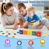 Montessori Toys Wooden Color & Shape Sorter Toys for Toddlers 1-3 Matching Box Sorting Blocks Manipulatives Preschool Learning Activities Educational Peacurh