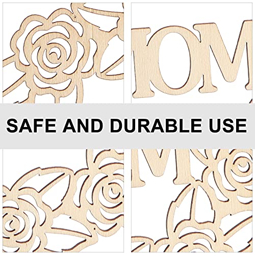 PartyKindom 10pcs Mother's Day Pendant Wooden Embellishments Mother s Day Party Decor Unfinished Wood Cutouts decoraciones para salas de casa Wreath PartyKindom