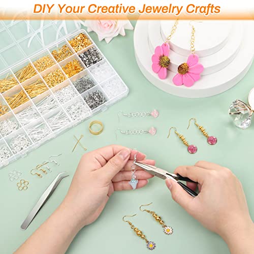 Hypoallergenic Earring Making Kit, Modacraft 2000Pcs Earring Making Supplies Kit with Earring Hooks, Earring Findings, Earring Posts, Earring Backs, Modacraft
