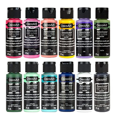 Modern Floral Acrylic Paint Set, Set of 12, 2 fl oz DecoArt
