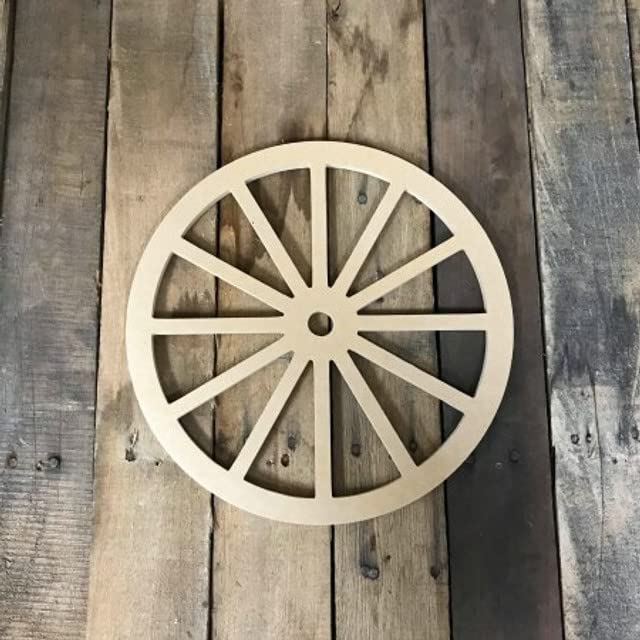 Wooden Wagon Wheel DIY Art & Craft Shape, Western Decor Craft Wagon Wheel, Unfinished Paintable MDF Cutout - WoodArtSupply