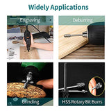 20PCS HSS Rotary Burr Set, Carving Bits and Engraving Router Bit Set for Rotary Tool Accessories with 1/8"(3mm) Shank for Woodworking, Engraving, YURINWOO