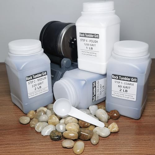 6 LBS Large Weight 4 Step Rock Tumbler Grit Set, Tumbling Media Refill-Coarse / Medium Grit / Pre-Polished / Final Polish, Works with Any Rock SACKORANGE