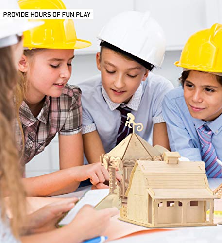 Puzzled 3D Puzzle Farm Barn Set Wood Craft Construction Model Kit, Fun & Educational DIY Wooden Toy Assemble Model Unfinished Crafting Hobby Puzzle Puzzled