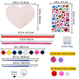 36 Sets Valentine's Day DIY Assorted Wood Heart Ornament Craft Kit Unfinished Paintable Wooden Heart Cutouts Stickers Metallic Chenille Stems Winlyn