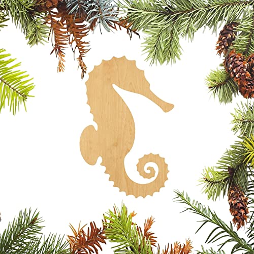 4" Seahorse Laser Cut Out Wood Shape Craft Supply Unfinished Ornament for Painting DIY Craft Projects Woodcraft Cutout 1/4 Inch Thickness Rubstamper