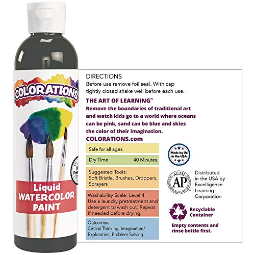 Colorations LW18 Liquid Watercolor Paint, 8 fl oz, Set of 18, Non-Toxic, Painting, Kids, Craft, Hobby, Fun, Water Color, Posters, Cool effects, - WoodArtSupply