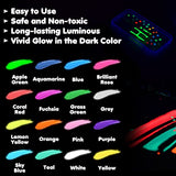 Roizefar Fabric Paint, 16 Colors Glow in the Dark Paint, 3D Permanent Acrylic Textile Paint (20 ml/0.68 oz), Neon Craft Painting Fabric Paint for Roizefar