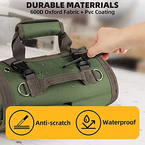 UUP Tool Bag Roll Up, Heavy Duty Tool Organizer for Men Women, Portable Tool Storage Box with 2 Detachable Zipper Pouch, Compact Small Carrier Bag UUP