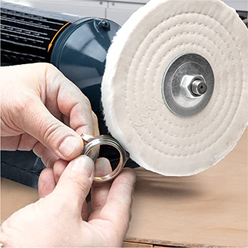 POWERTEC BF800C Slow Speed and Long Shift Bench Buffer Polisher with 2 Extra Buffing Wheels, 8 Inch Buffing & Polishing Bench Grinder Machine for POWERTEC