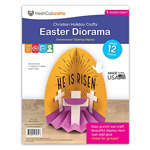 FreshCut Crafts | Easter Diorama Easy 3-D Punch-Out Bible Craft Kit – Makes 12 Tabletop Display Crafts for Sunday School, Homeschool Classrooms US FreshCut Crafts