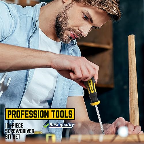 Amartisan 10-Piece Magnetic Screwdrivers Set, 5 Phillips and 5 Slotted Tips Professional Cushion Grip Screwdriver Set Amartisan