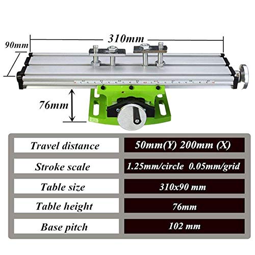Mini Milling Machine Work Table Vise Portable Compound Bench X-Y 2 Axis Adjustive Cross Slide Table , for Bench Drill Press 12.2inches-3.54" (310mm Drealin