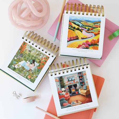 Primrosia Inspiring Perpetual Calendar: Undated Daily Desk Planner for Motivation - Flip Stand Design - Daily Inspirational & Empowering Quotes - Primrosia