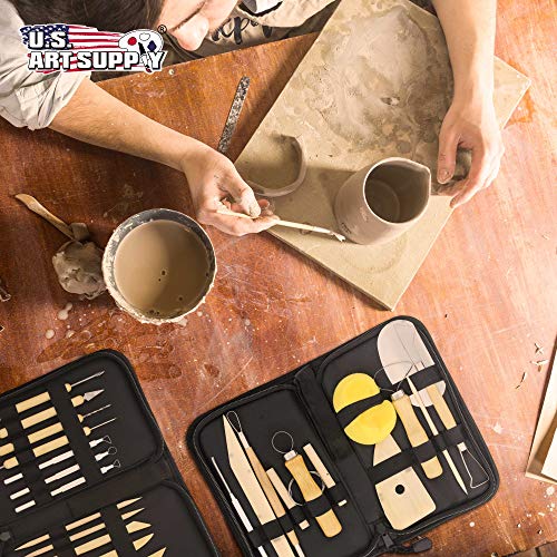 U.S. Art Supply 26-Piece Pottery & Clay Sculpting Tool Sets with Canvas Cases US Art Supply