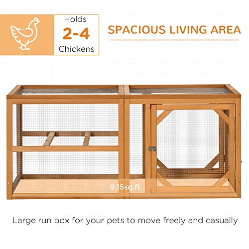 PawHut 55" Wooden Chicken Coop Add-on Expansion, Mini Chicken Coop Outdoor Chicken Run Hen House with Combinable Design