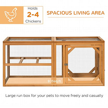 PawHut 55" Wooden Chicken Coop Add-on Expansion, Mini Chicken Coop Outdoor Chicken Run Hen House with Combinable Design