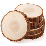 Fuyit Wood Slices 6 Pcs 6-6.3 Inches Unfinished Natural Tree Slice Wooden Circle with Bark Log Discs for DIY Arts and Craft Rustic Wedding Christmas Fuyit