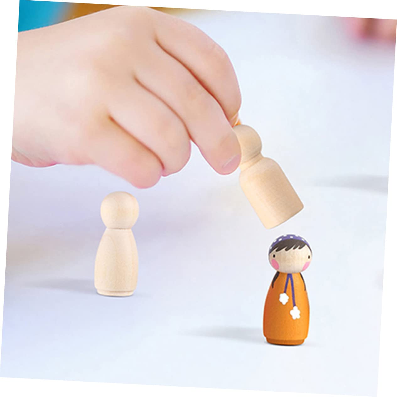 VILLFUL 30pcs Little Wooden Man Easter Peg Toys Dolls Peg People Wooden Peg Figures Art Crafts Peg Doll Unfinished Wooden Figure Kids Crafts Kids DIY VILLFUL