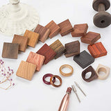 PAGOW 15Pcs Wood Blanks Ring Craft , Rings Wood Blanks with 15 Different Natural Wooden Textures, Wood Ring Materials for Wood Jewelry Ring Making PAGOW