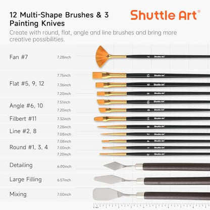 Shuttle Art 54 Pack Acrylic Paint Set, Acrylic Painting Set with 30 Colors Acrylic Paint, Wooden Easel, Painting Canvas, Paint Brushes, Palette, Art