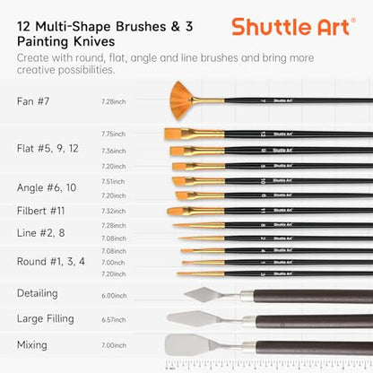 Shuttle Art 54 Pack Acrylic Paint Set, Acrylic Painting Set with 30 Colors Acrylic Paint, Wooden Easel, Painting Canvas, Paint Brushes, Palette, Art - WoodArtSupply