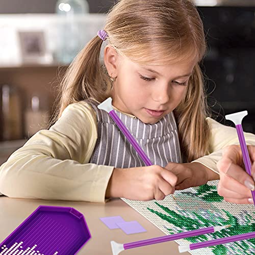 Cobee 25 Pcs 5D Diamond Painting Accessory Set - No Wax Needed Self Stick Drill Diamond Pens+ Tweezers + Small Diamond Storage Trays + Rhinestones Cobee