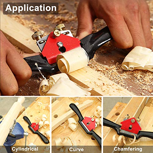 boeray 2pcs Adjustable SpokeShave with Flat Base, 6pcs Metal Blade and 1pcs Portable Woodworking Planes Wood Working Hand Tool Perfect for Wood boeray