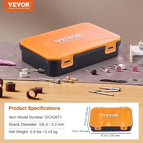 VEVOR 357PCS Rotary Tool Accessories Kit, 1/8" Diameter Shank Power Rotary Tool Accessories Set, Universal Fitment Electric Tool Accessories for VEVOR