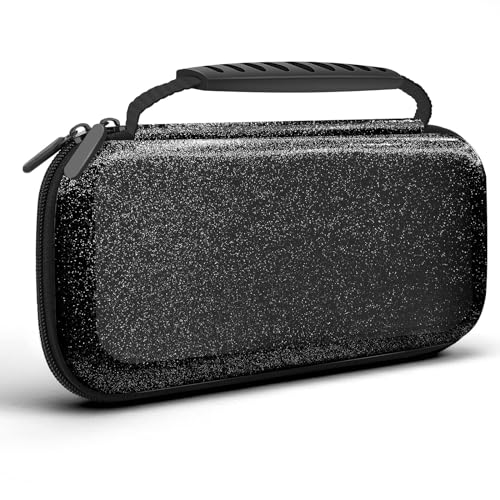 homicozy Glitter Carrying Case Compatible with Nintendo Switch OLED & Switch Console,Black Protective Hard Travel Case Shell Pouch for Nintendo homicozy
