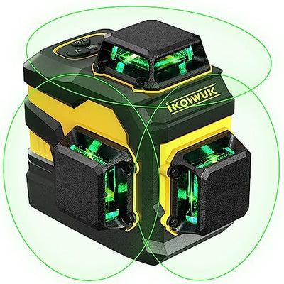 Laser Level, IKOVWUK 3x360° Cross Line for Construction and Picture Hanging, 12 Green Lasers with Self-leveling, 65 ft Vertical & Horizontal Line,