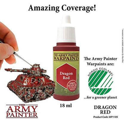 The Army Painter Dragon Red Warpaint - Acrylic Non-Toxic Heavily Pigmented Water Based Paint for Tabletop Roleplaying, Boardgames, and Wargames - WoodArtSupply