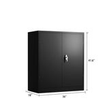 Metal Storage Cabinet, 42" Locking Metal Cabinet with 2 Adjustable Shelves, 2 Doors and Lock for Storage Office, Garage, Home, Classroom, Shop, HomJoones