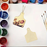 32 Pieces Wooden Cow Ear Tags Unfinished Wood Hanging Cow Tags Natural Blank Wooden Cutouts Labels Farmhouse DIY Wooden Tags with Ropes Xonzmmk