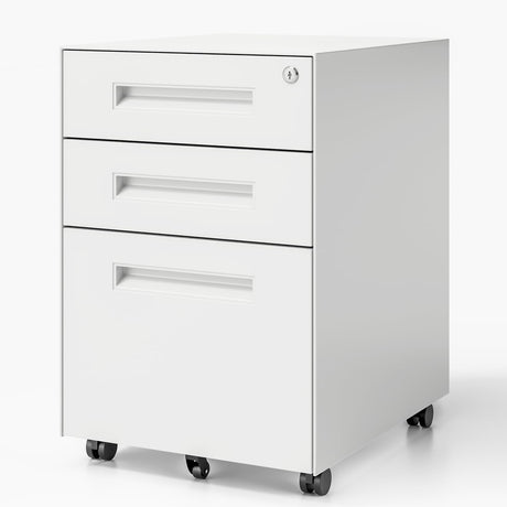 Dripex 3 Drawer File Cabinet, Mobile File Cabinet with Lock on Wheels, Letter/Legal Size, Fully Assembled, Modern Small Short Vertical Metal Rolling Dripex