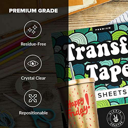 Clear Transfer Tape for Vinyl Adhesive and HTV Heat Transfer Paper Sheets for Cricut Transfer Tape for Vinyl Paper Transfer Tape 20 Pieces 12"x 12" HIPPIE CRAFTER