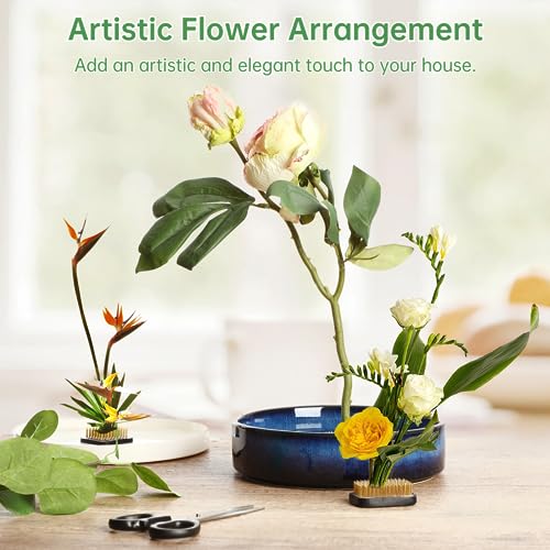 3PCS Japanese Ikebana Flower Frogs for Flower Arrangement, Kenzan Kit Includes 2.5’’ Round + 1.8” Square + 2.1” x 1.5” Rectangle, JP Flower CDOKY